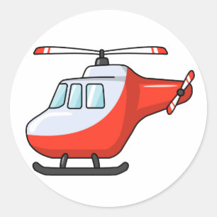 Helikopter för coola Röd och vit Tecknad Runt Klistermärke