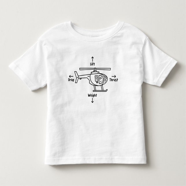Helikopter fyra tryckkrafter Illustration T Shirt (Framsida)