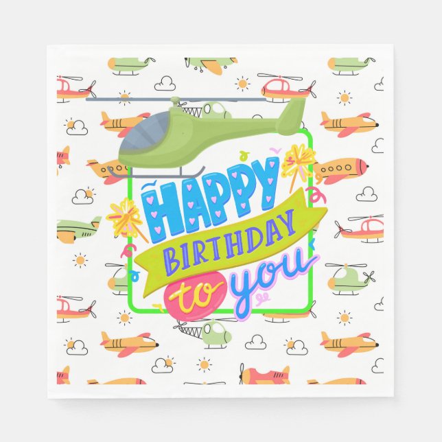 Helikopter Grattis på födelsedagen Pappersservett (Framsidan)