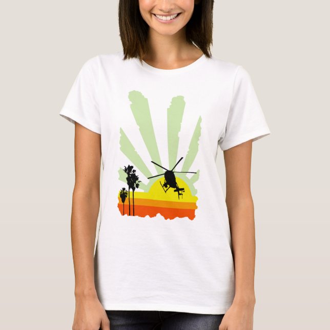 Helikopter och solnedgång tee shirt (Framsida)