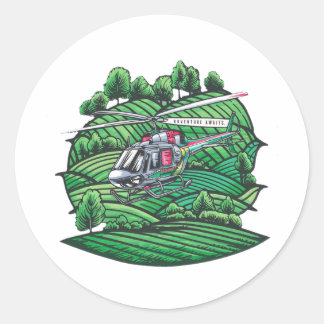 Helikopter över grön. runt klistermärke
