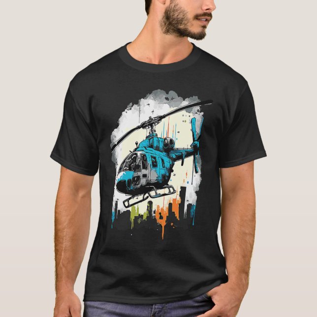 Helikopter över staden graffiti t shirt (Framsida)