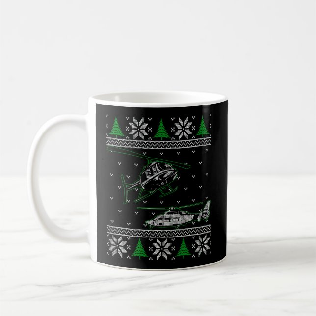 Helikopter Pilot Ugly jul Sweater Chopper Av Kaffemugg (Vänster)