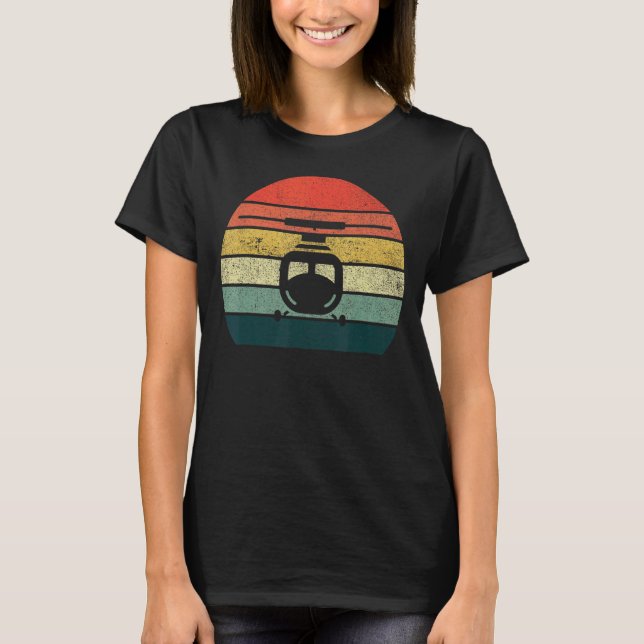 Helikopter Tees Vintage Retro Stil Pilot T Shirt (Framsida)