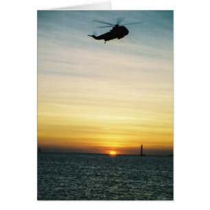 Helikopter vid solnedgång hälsningskort