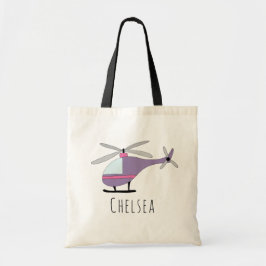 Helikopterflygplan i Cute Flicka och Namn Tygkasse