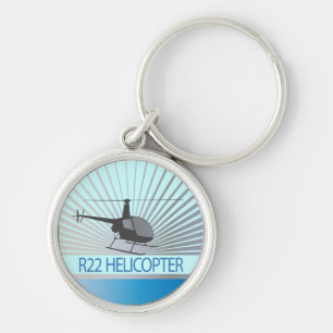Helikopterflygplan Rund Silverfärgad Nyckelring