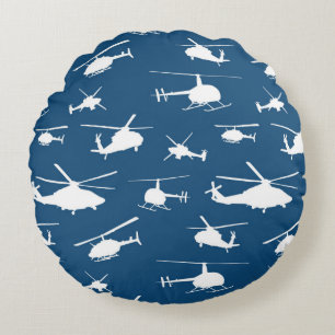 Helikoptern Silhouettes //marinblåa // Rund Kudde
