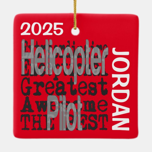 Helikopterpilot Extraordinaire ANPASSAD Julgransprydnad Keramik (Baksida)