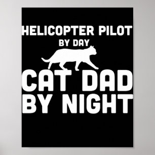 Helikopterpilot per dag kl Pappa vid natten Poster