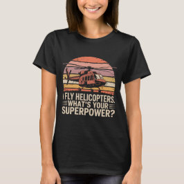 Helikopterpilot Ritningslinjekonst – Flyg Skola T Shirt