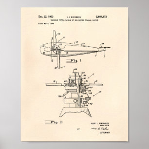 Helikopterrotorer 1953 Patent Art Old Peper Poster