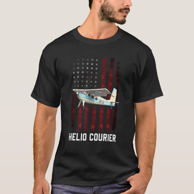Helio Courier helio-flygplan T Shirt (Framsida)