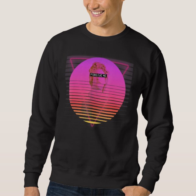 Helios Grekiska statue Retro Vaporwave Aesthetic 8 Lång Ärmad Tröja (Framsida)