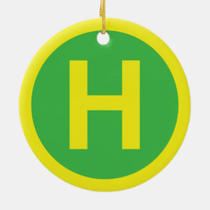 Helipaden undertecknar julgransprydnad keramik