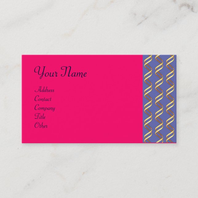 HELIX BIOTECH Guld Swirls in Blue,Rosa Fuchsia Visitkort (Framsida)