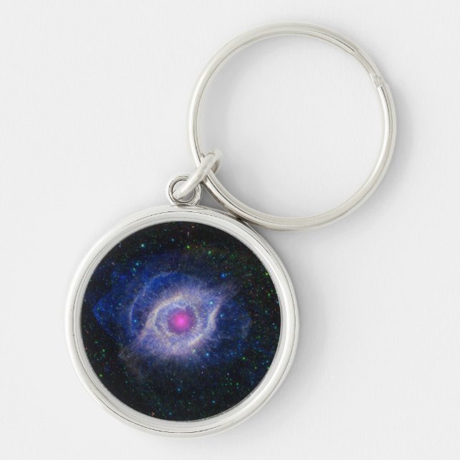 Helix Nebula Rund Silverfärgad Nyckelring (Framsidan)