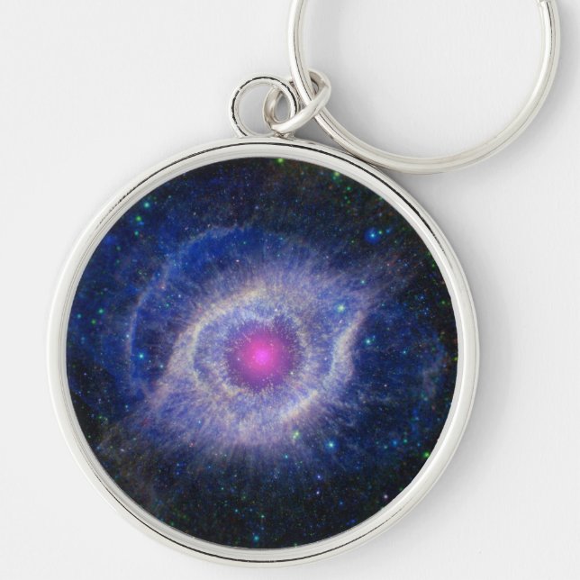 Helix Nebula Rund Silverfärgad Nyckelring (Framsidan)