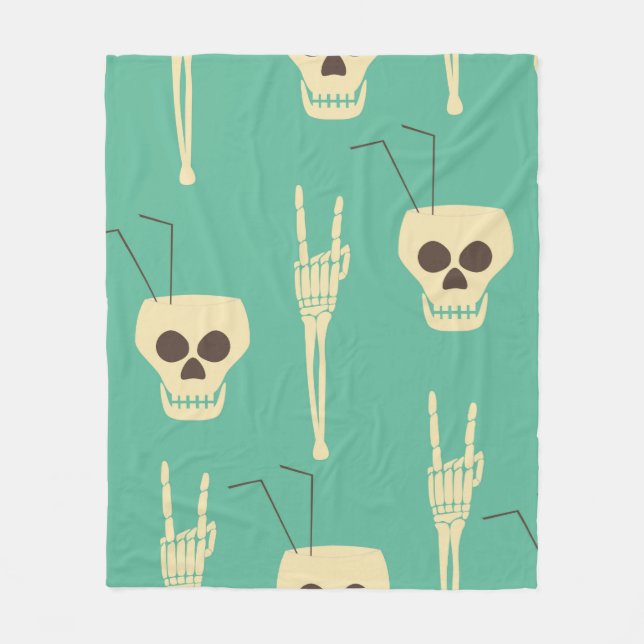 Hell party seamless pattern. Human skulls as goble Fleecefilt (Framsidan)