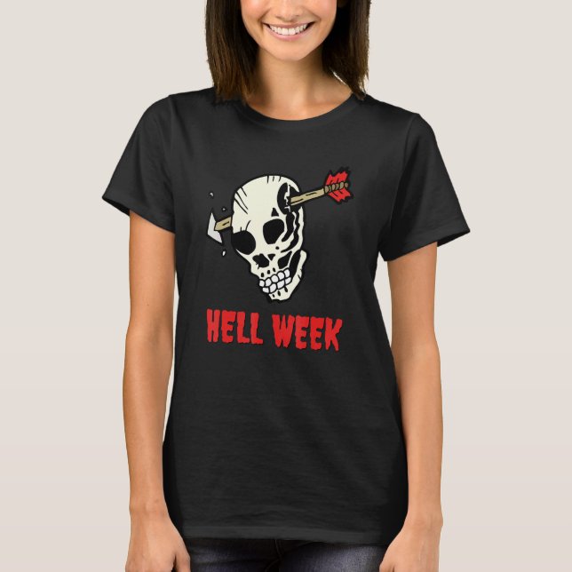 HELL WEEK Skull med pil T Shirt (Framsida)
