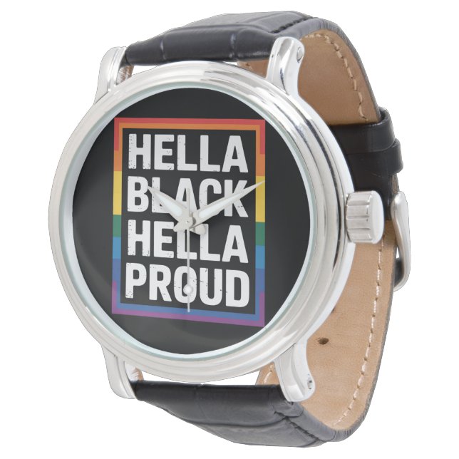 Hella Black Hella Proud African American Gay pride Armbandsur (Vinklad)