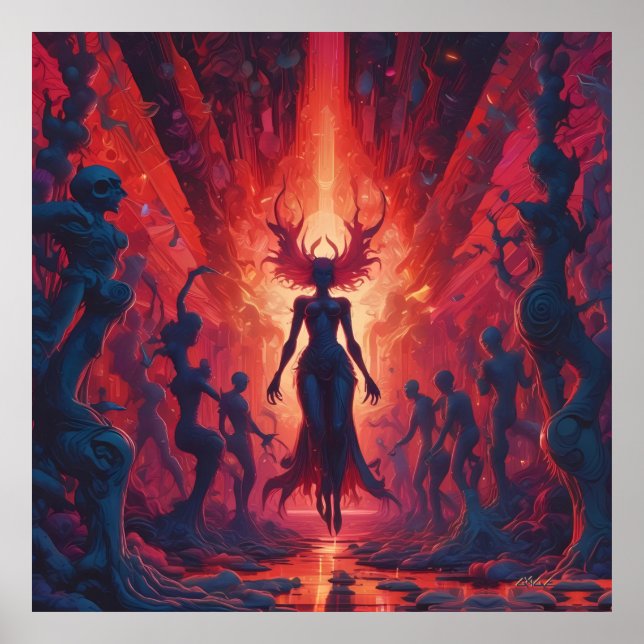 Hellacious Rave Sjö vid Fire - Ken Gage Poster (Framsidan)