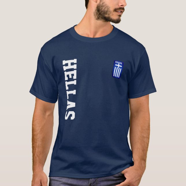 Hellas Flagga 'Patch' & Namn/Number Sports T Shirt (Framsida)