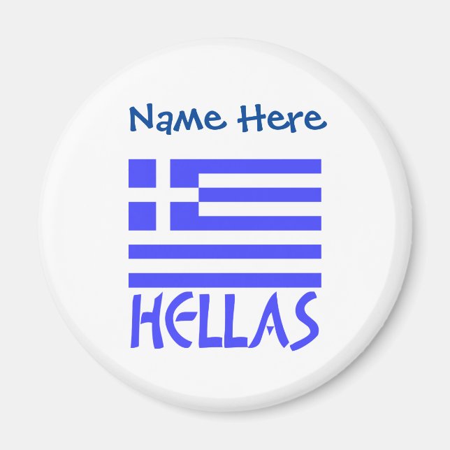 Hellas Grekisk Flagga Blå Personlig Magnet (Framsidan)