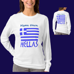 Hellas och Grekiska Flagga Blue Personalization T Shirt