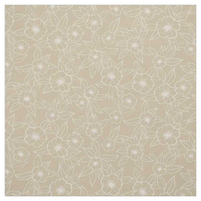 Hellebore Handdragen Beige Neutralt Mönster Tyg (Provkarta)