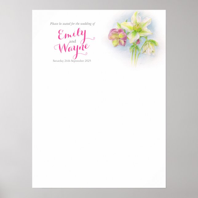 Hellebore konst Bröllops sittplatser bord planerar Poster (Framsidan)