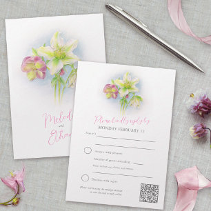 Hellebore vattencolor art vår bröllop QR-kod OSA Kort