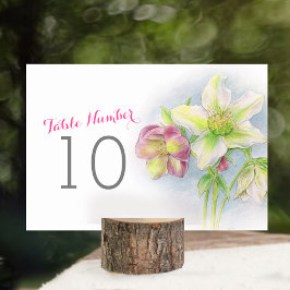 Hellebore white rosa bröllop bordsnummer