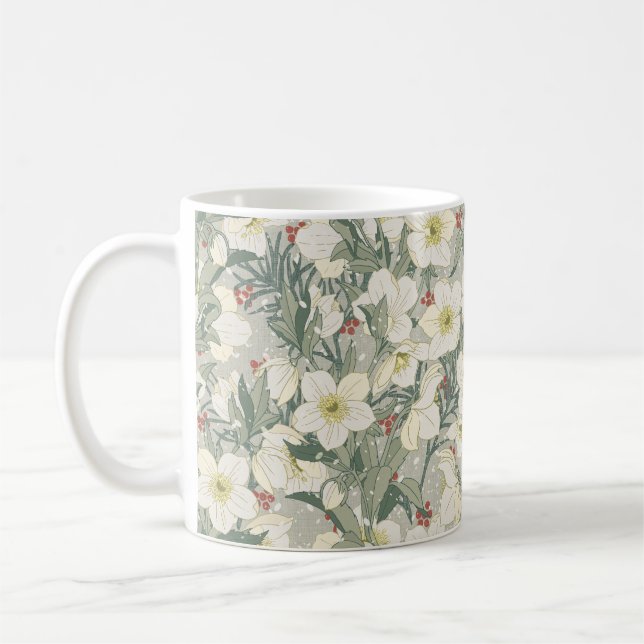 Hellebore Winter Flowers Kaffemugg (Vänster)