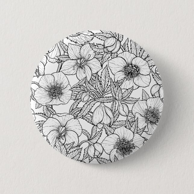 Hellebores i svartvitt knapp (Framsida)