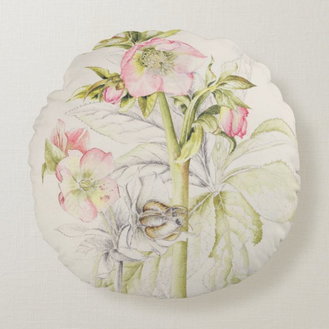 Hellebores Rund Kudde (Framsidan)