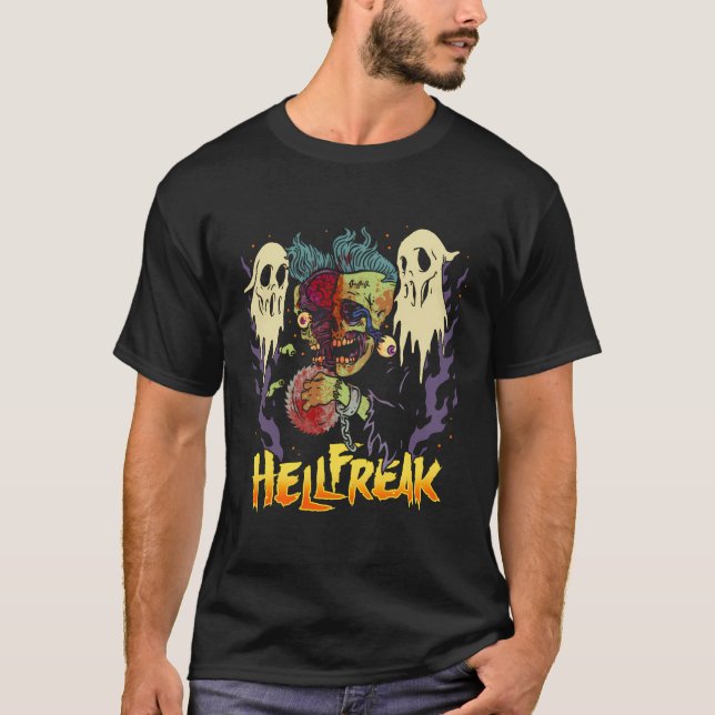 Hellfoster Zombie Haunted Saw Rampage Horror T Shirt (Framsida)