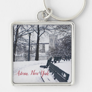 Hellgate Bridge, Astoria, NY Square Keychain Fyrkantig Silverfärgad Nyckelring