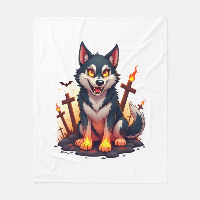 Hellhound Husky Hund Fleecefilt (Framsidan)