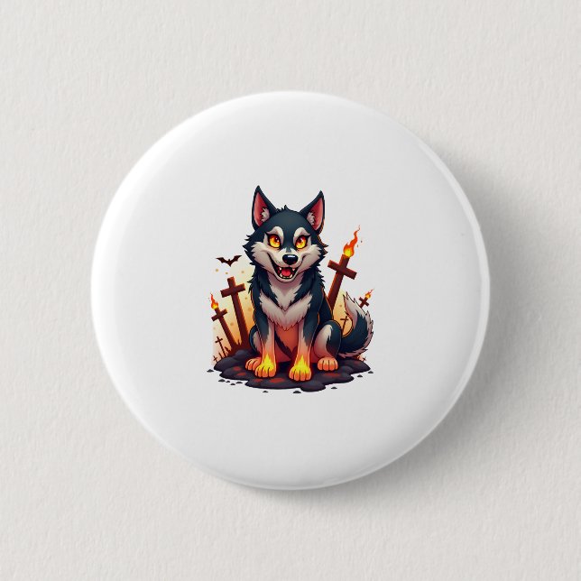 Hellhound Husky Hund Knapp (Framsida)