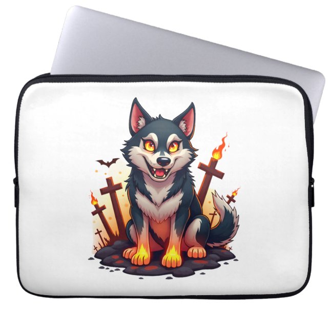 Hellhound Husky Hund Laptop Fodral (Framsidan)