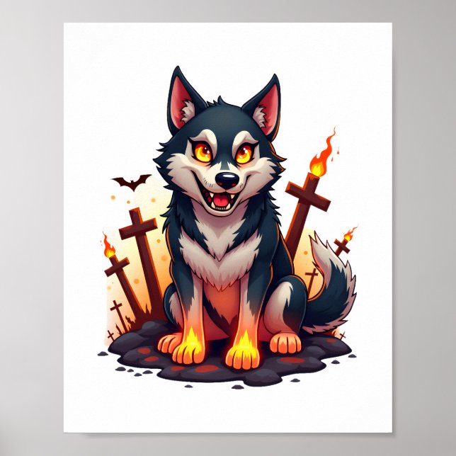 Hellhound Husky Hund Poster (Framsidan)