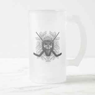 Hellish Hockey Goalie Frosted Glass Beer Mugg