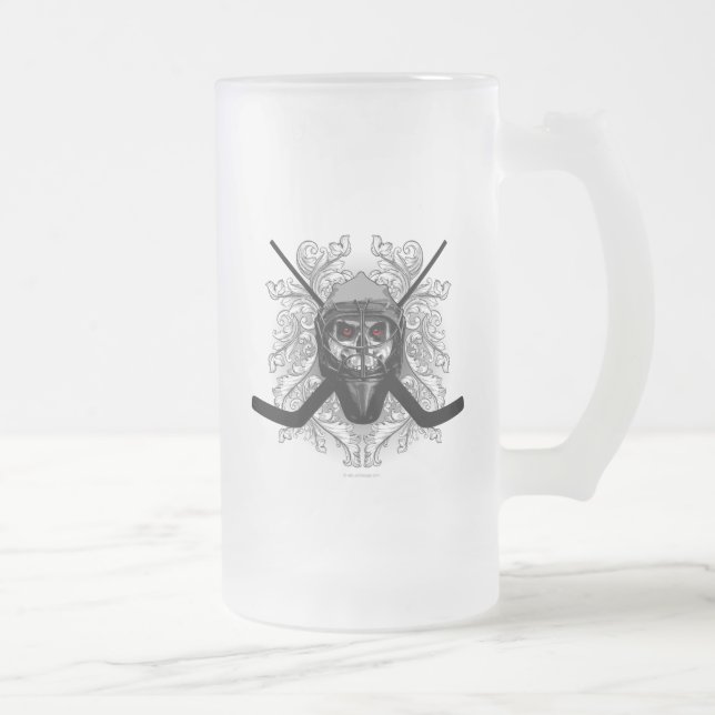 Hellish Hockey Goalie Frosted Glass Beer Mugg (Höger)