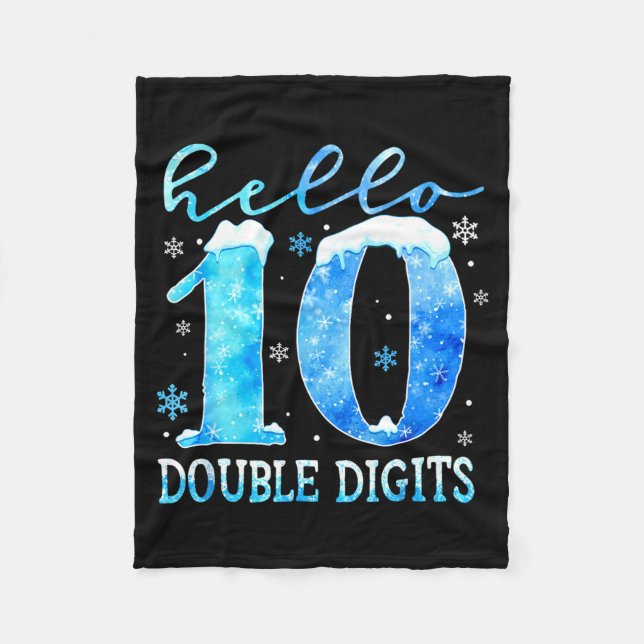 Hello 10 Double Digits Snowflakes Winter Christmas Fleecefilt (Framsidan)