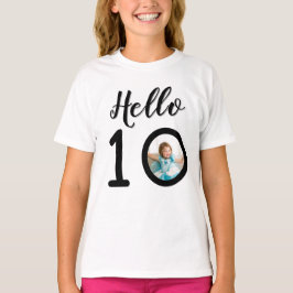 Hello 10 Personalized Photo 10th Birthday Kids’ T Shirt