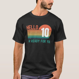 Hello 10 Year Old Birthday Retro Sunset 10Th Birth T Shirt