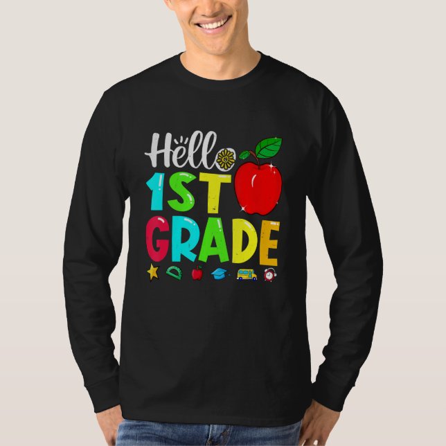 Hello 1st Grade Back To School First Day Of School T Shirt (Framsida)