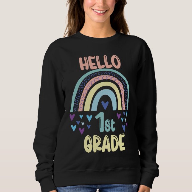 Hello 1st Grade Rainbow Back To School First Grade T Shirt (Framsida)