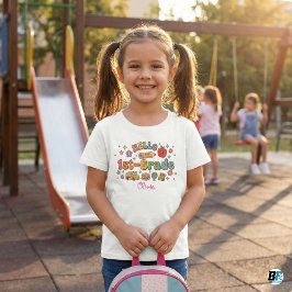 Hello 1st Grade Retro Groovy Custom Name Kids T Shirt